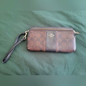 Coach Dark Brown with Black Wristlet Wallet